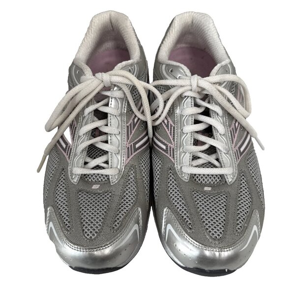 Skechers Shape-Up Women's Shoes Size 10 Grey Pink Silver Sneakers Walking Toning - Picture 1 of 11